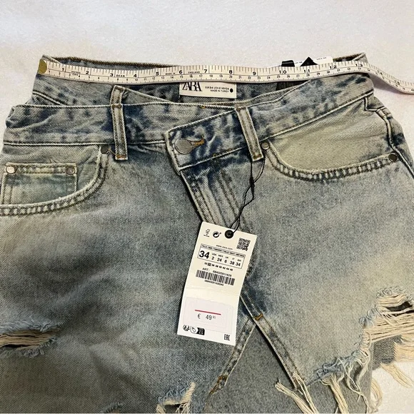 Zara The Layered Denim Skirt Over Jeans Size 2 - Picture 16 of 16